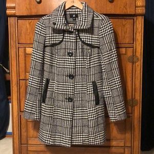 IZ Byer Black and White Tweed Pea Coat